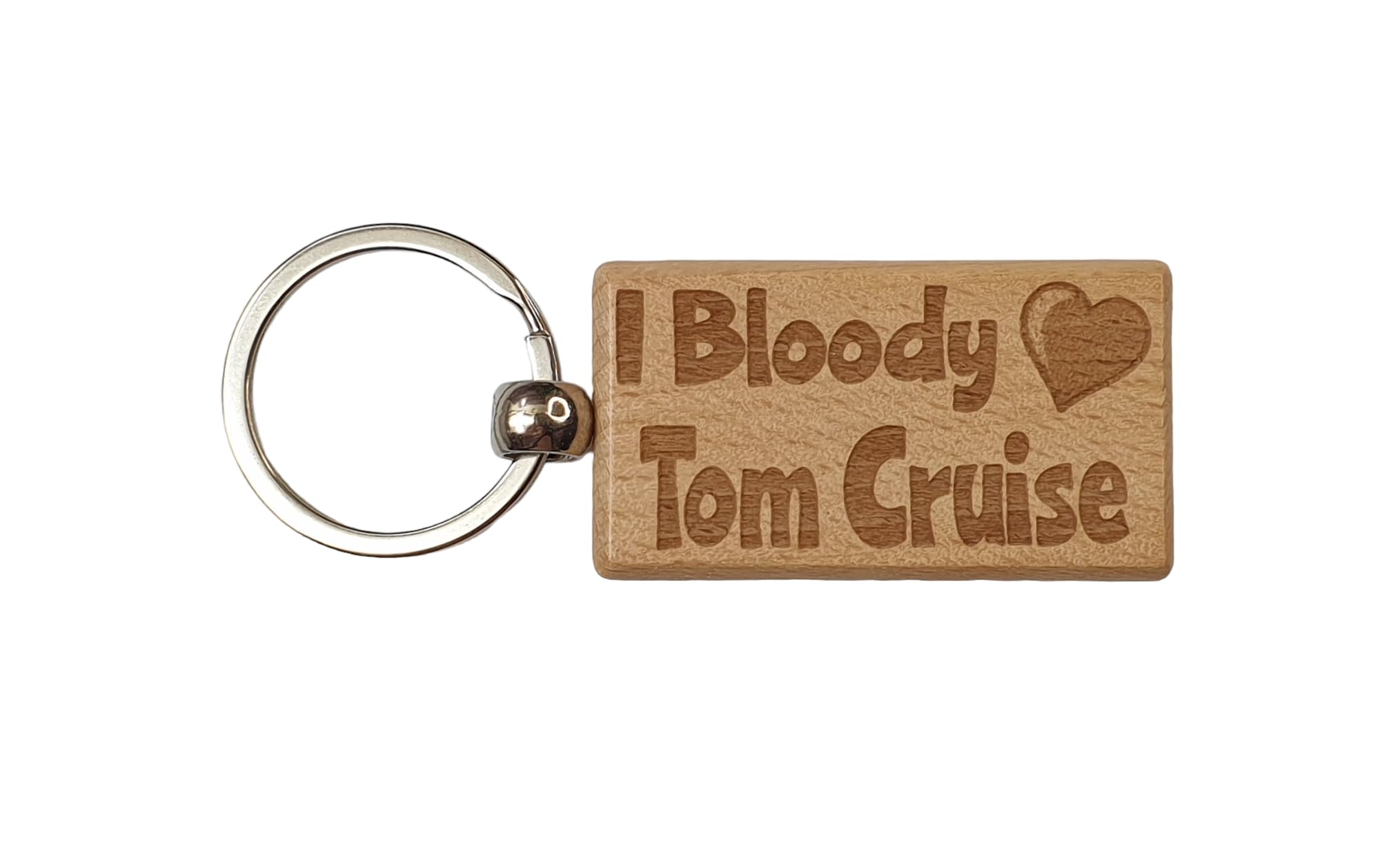 Decalarama Brown Tom Cruise Keyring Gift - I Bloody Love - Engraved Wooden Movie Fan Birthday Fun Cute Novelty Present