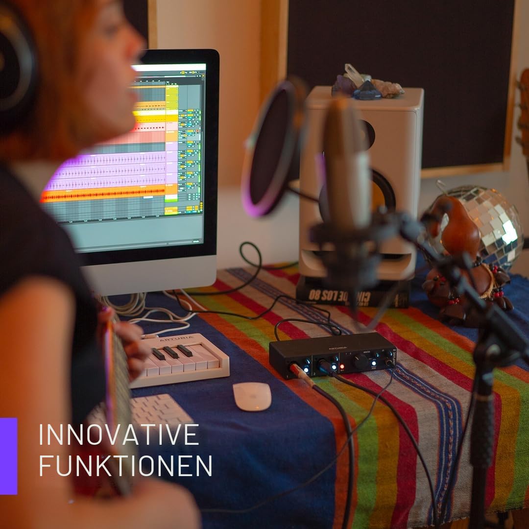 Arturia - MiniFuse 1 - Kompaktes USB-Audio-Interface mit Kreativer Software für Hochwertige Aufnahmen, Produktion, Podcasting, Gitarre - Schwarz