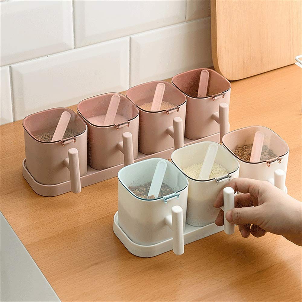 Słoiki do przechowywania Przyprawy pudełko Papryka Spice Shaker Salt Przyprawa Organizator Kuchnia Cruet Condiment Butelka Słoiki Pojemnik z łyżkami (Color : H)