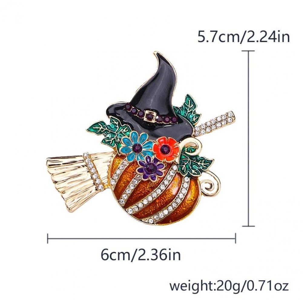 Amazon.co.jp: 魔女帽子ブローチ 面白い カボチャ 魔女帽子 箒
