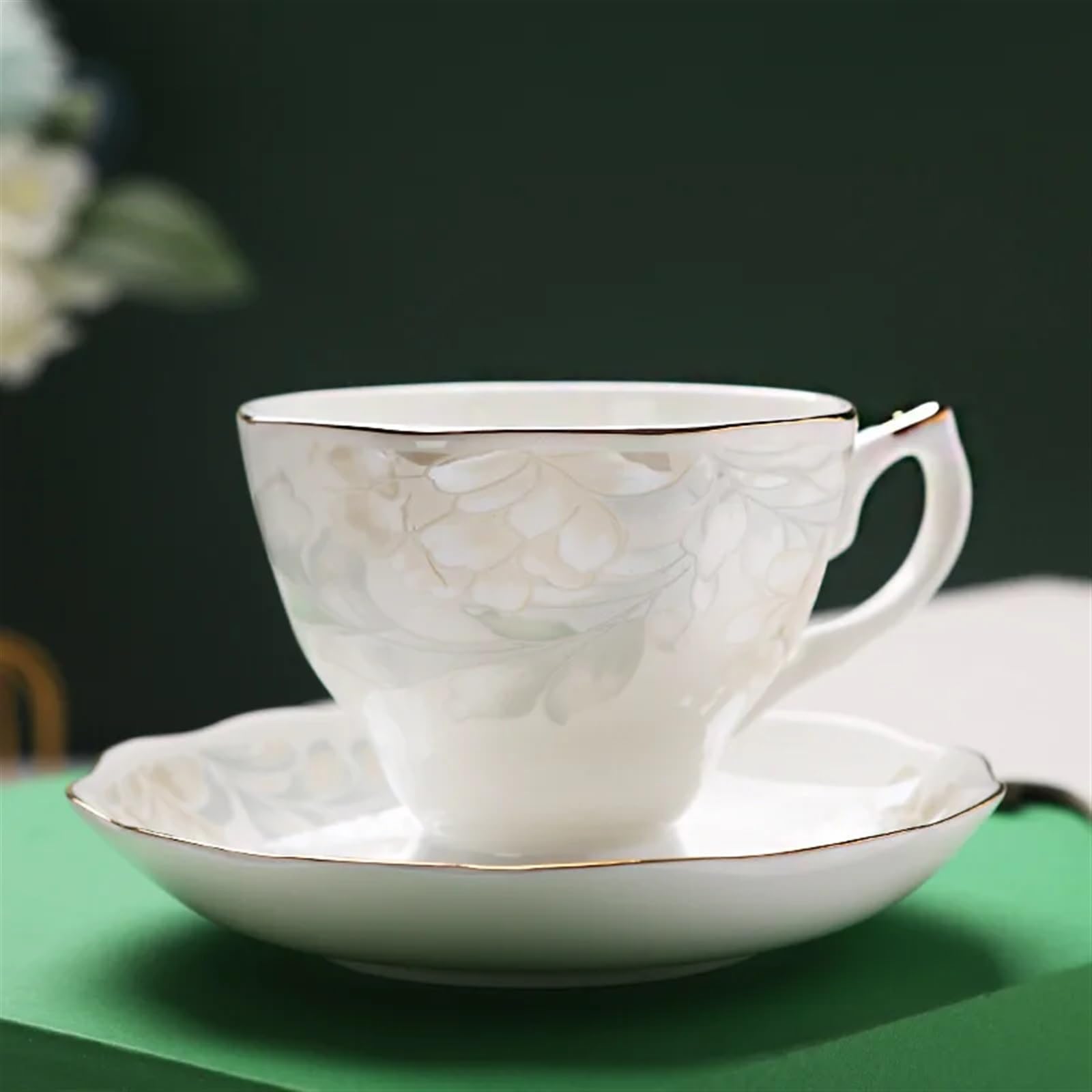 Juego de Taza y Plato de café de Porcelana de Hueso de 175 ml, Taza de Porcelana de Hueso, Plato, Taza de Agua, té de la Tarde