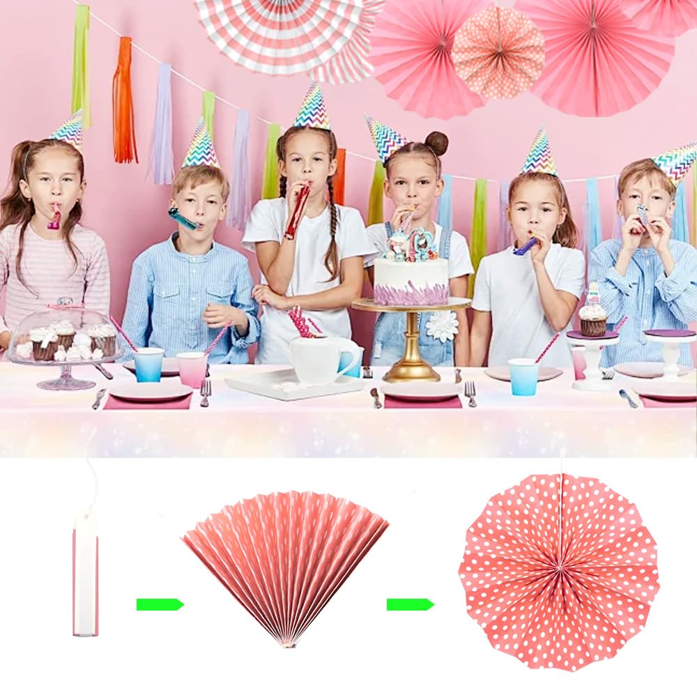 Ventagli Di Carta Decorativi 8/12/16 Pollici - Set Da 6 Pezzi Per Feste E Matrimoni - Foto 4