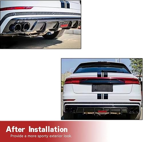 Miniatura 2 de Difusor trasero de fibra de carbono para Audi Q8 SQ8 2021-2022 Sport Utility 4 puertas, cubierta de parachoques trasero de labio inferior, protector