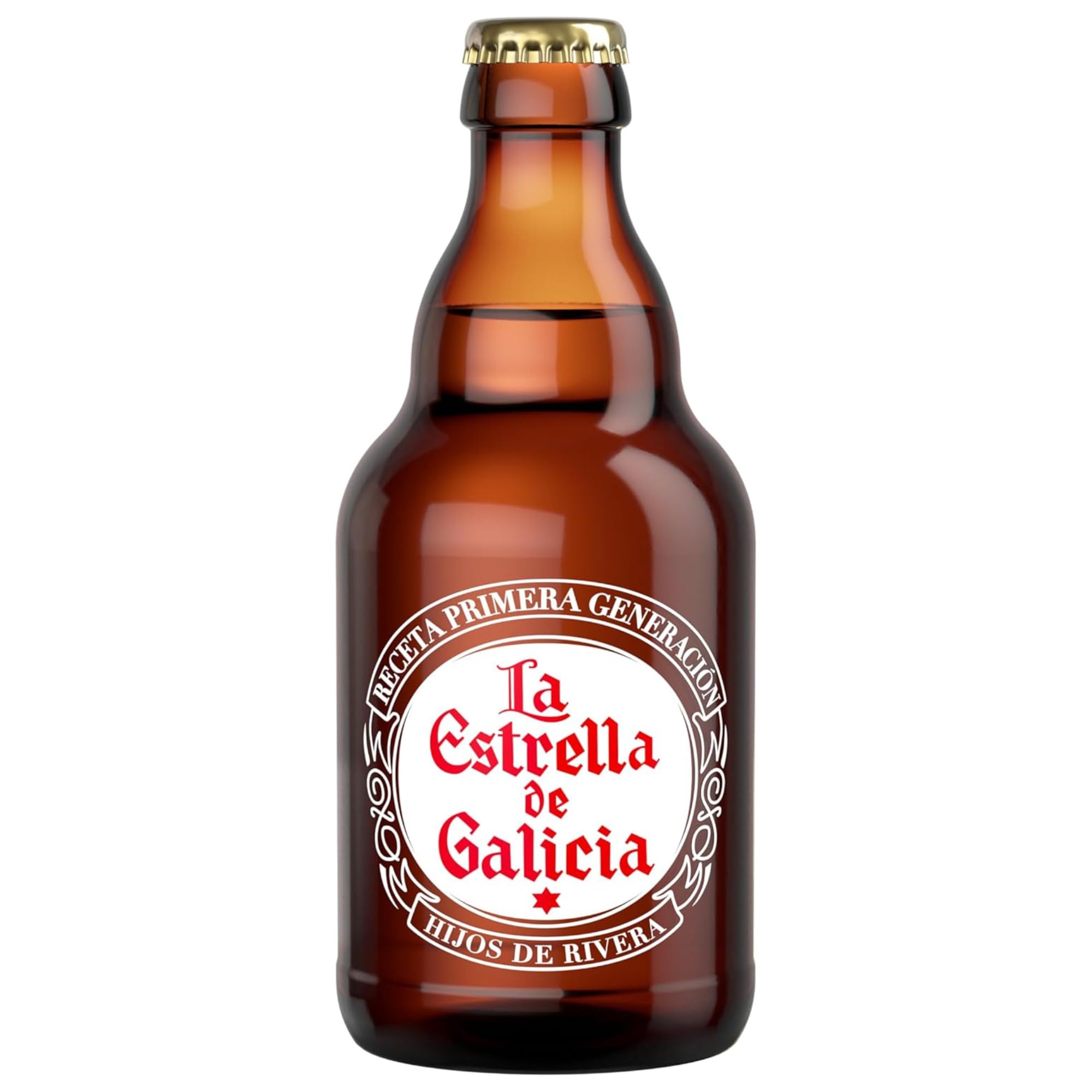 Estrella Galicia- La Estrella de Galicia - Cerveza Lager Premium, Pack de 24 Botellines de 33 cl, Formato Original, Sabor Dulce y Amargo, Muy Equilibrada, 4,7% Volumen de Alcohol