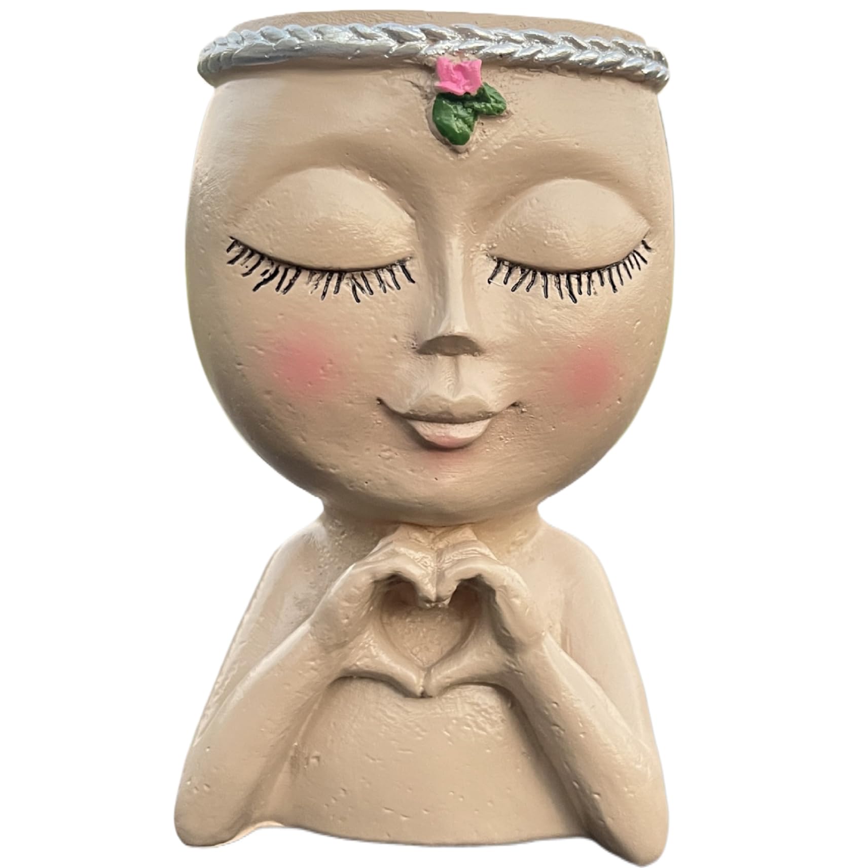 Licsaliwe Face Planter, Resin Cute Head Pot 3.2x4.9 Inch, Unique Flower Planter for Balcony, Garden, Yard