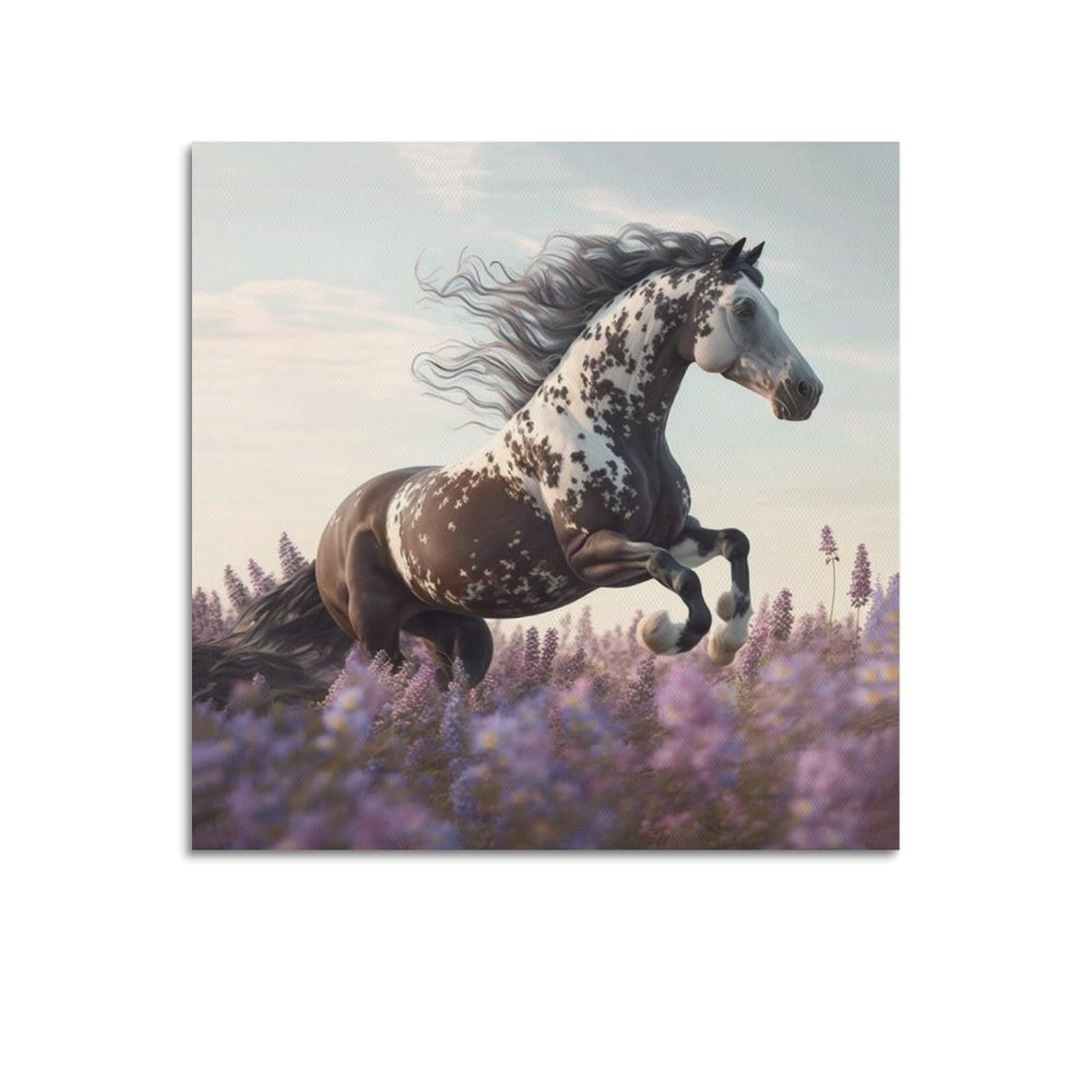 JTLFXY Lavender Horses Poster Tranquil Countryside Poster Decorative Painting Canvas Wall Posters And Art Picture Print Modern Family Bedroom Decor Posters 24x24inch(60x60cm)