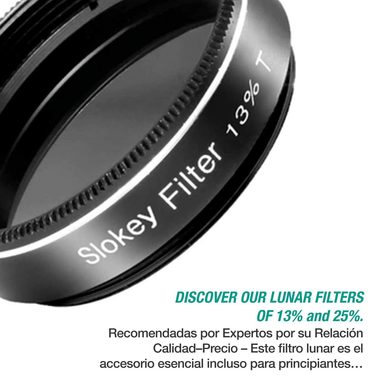 Filtro Lunar 13% Pro Slokey SkyWays de 1,25” para Oculares de Telescopio Astronómico Reducir el Brillo y Mejorar el Contraste en la Observación de la Luna y Venus