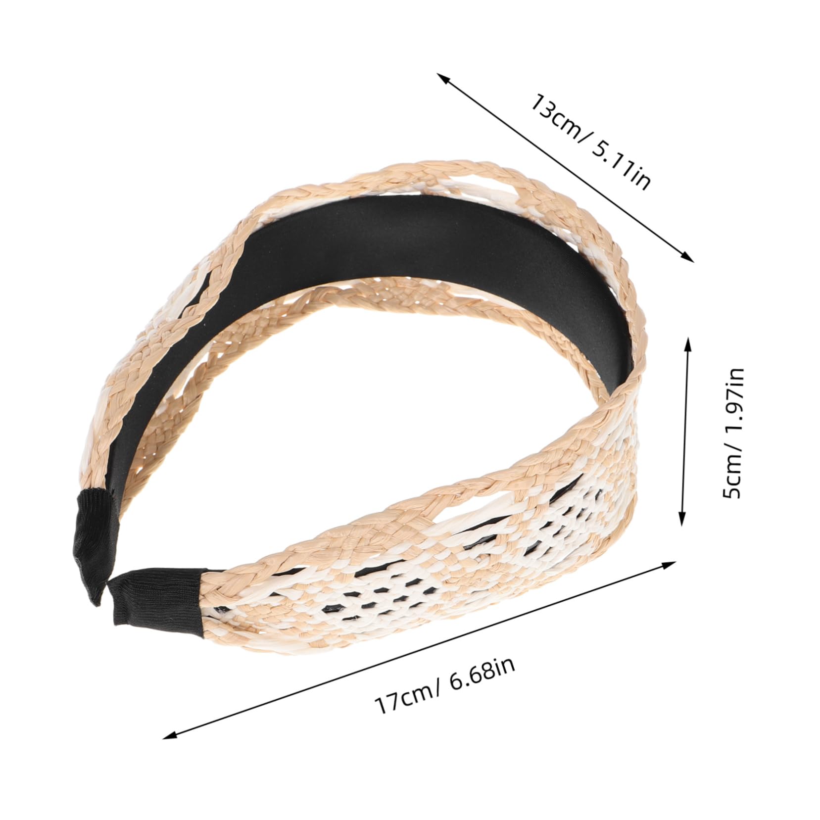 Bandeau pour Cheveux Femme Large en Raphia Beige Tressé Confortable Style Vintage Bohème pour Tenues de Plage et Occasions Variées