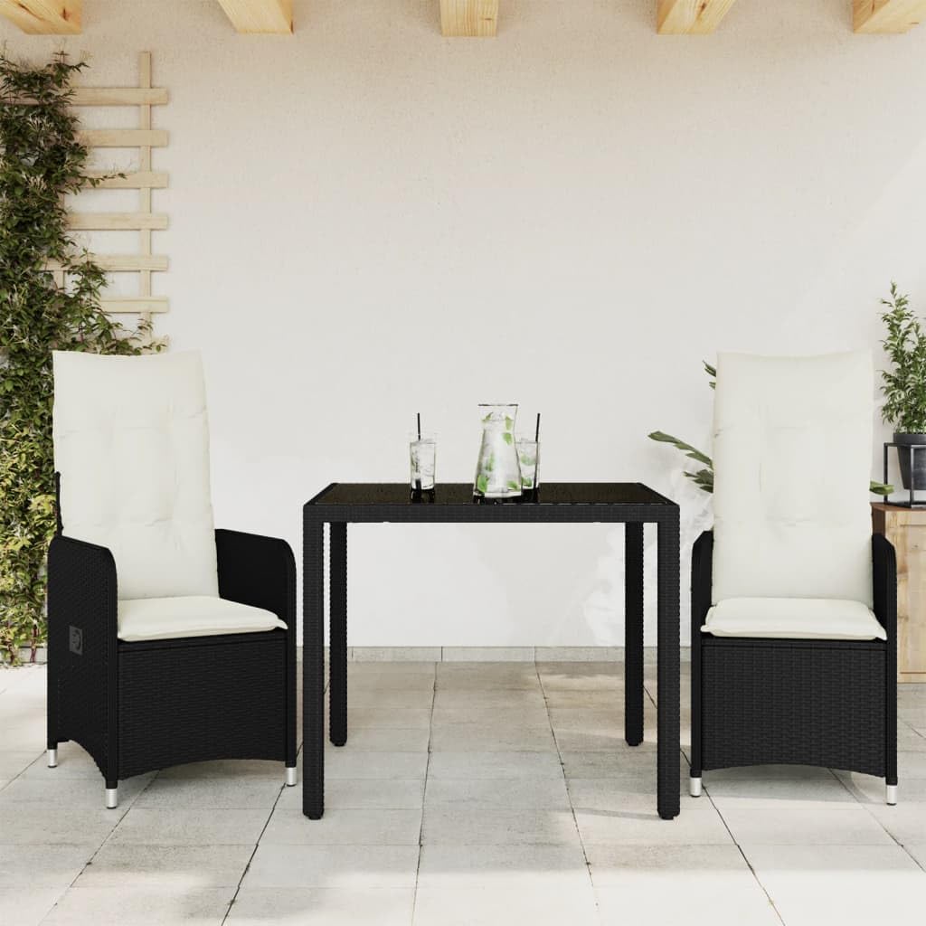 ShGaxin 3276987 - Set di tavolo e sedie da giardino in rattan sintetico, 3 pezzi, tavolo e sedie da terrazza, mobili da giardino per esterni, set di mobili da giardino