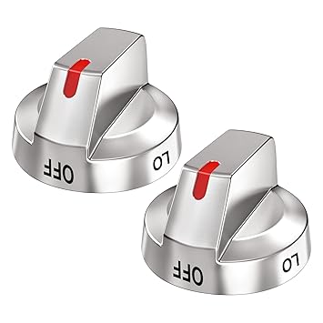 [Upgraded] DG64-00473A Stove Knobs Compatible with Samsung Gas Range, Reinforced Stainless Steel Protection Power Ring, Ultra Durable Control Knobs Replacement for Samsung Stove Burner Oven (2 Pack)