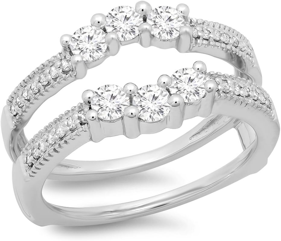 Round Cut 14K Gold Plated Ladies Double Infinity Wedding Ring Guard Enhancer For Women's