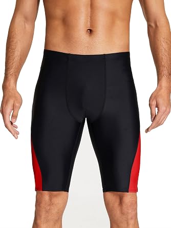 DEVOROPA Mens Swim Jammers Athletic Swimwear Racing Training Team Swimsuit Lap Competition Long Swimming Shorts Size 28-40