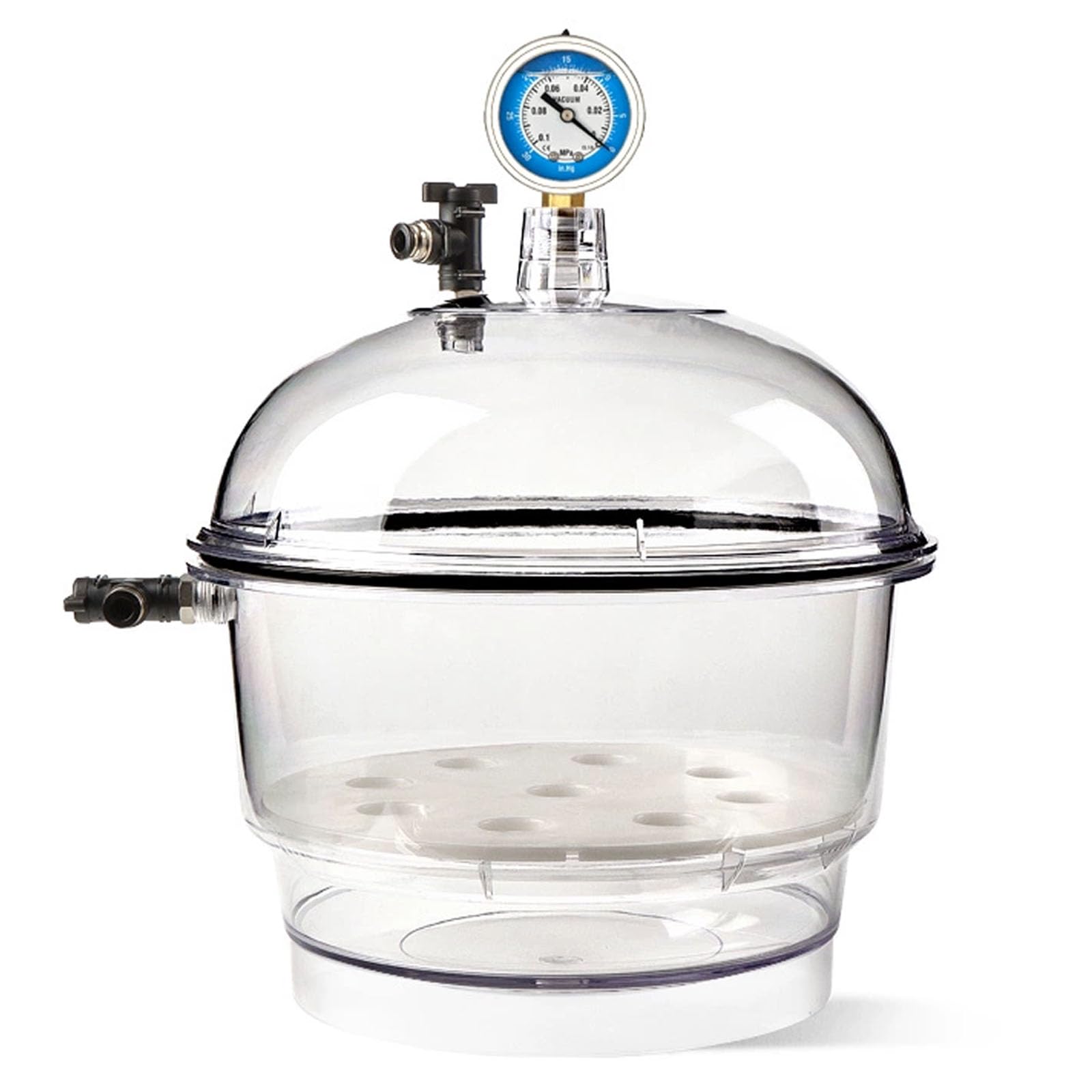 Professioneller 250-mm-Vakuumtrockner, Kleiner Labor-Exsikkator, Doppelventile, Glaswaren, Labor-Exsikkator-Trockner Mit Manometer, Versiegeltes Glas Zur Trockenlagerung