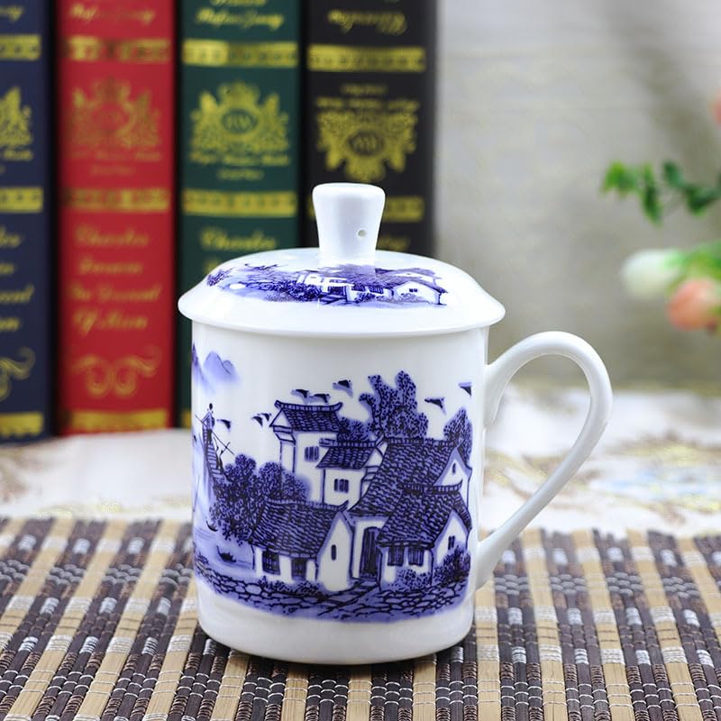 Taza de porcelana con tapa y colador 13.5 oz miniatura 3