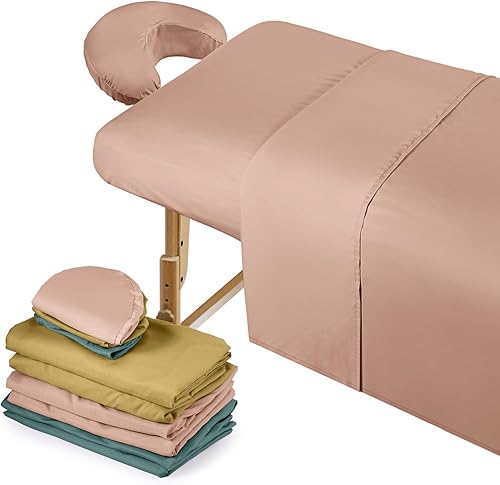 Kinlop Juego de 3 sábanas de microfibra para masaje, 3 colores, juego de 3 piezas, incluye sábana encimera de masaje, sábana bajera ajustable y