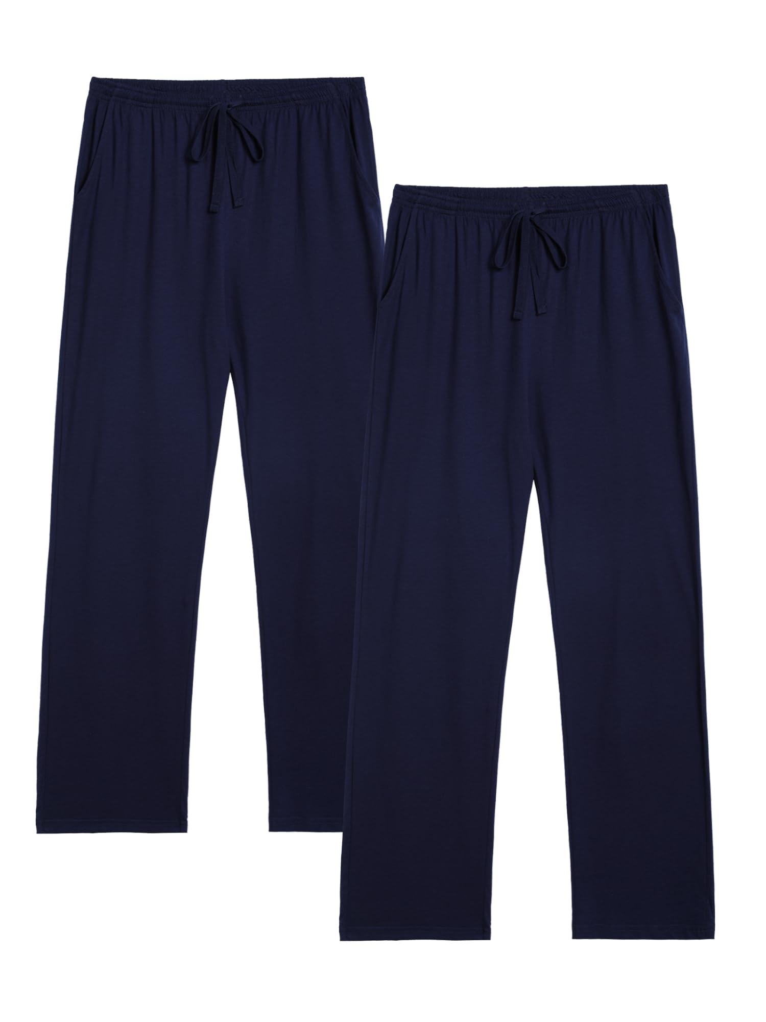 Lot de 2 Pantalons de Pyjama Longs et légers en Coton pour Homme - Pantalon de Pyjama - Pantalon de Loisirs avec Taille élastique et Coupe Droite
