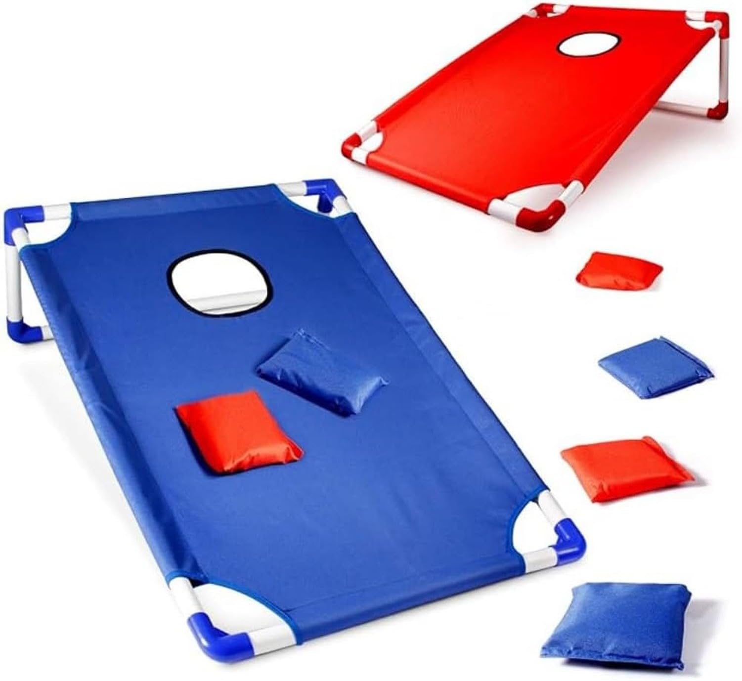 Juego de Cornhole Portátil con Tablero y 6 Sacas de Frijoles para Exterior y Fiesta, Red