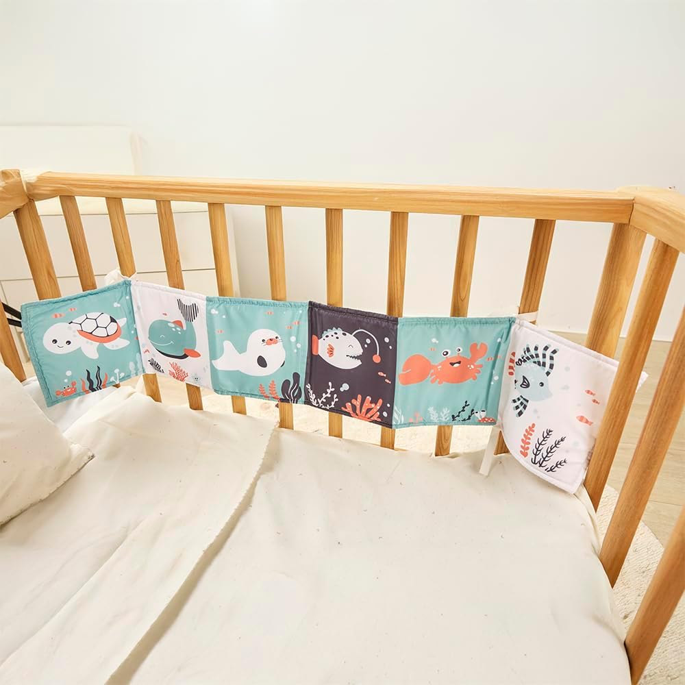 Miniland High-Contrast Textile Book for Early Visual Stimulation from 0 Months | Baby Crib Book (Ocean)