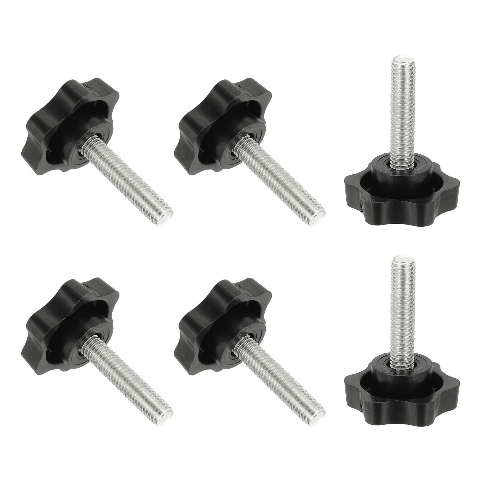 Boutons de serrage en forme d'étoile M8 x 35 mm PATIKIL en plastique noir | Lot de 6