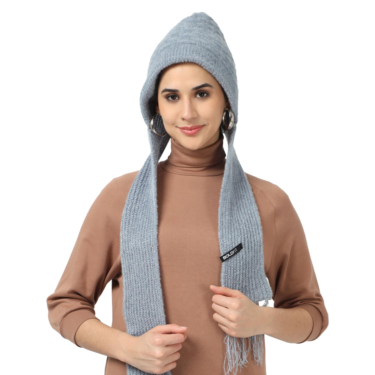 Boldfit Winter Cap for Women Woolen with Mufflers Ladies Knitted