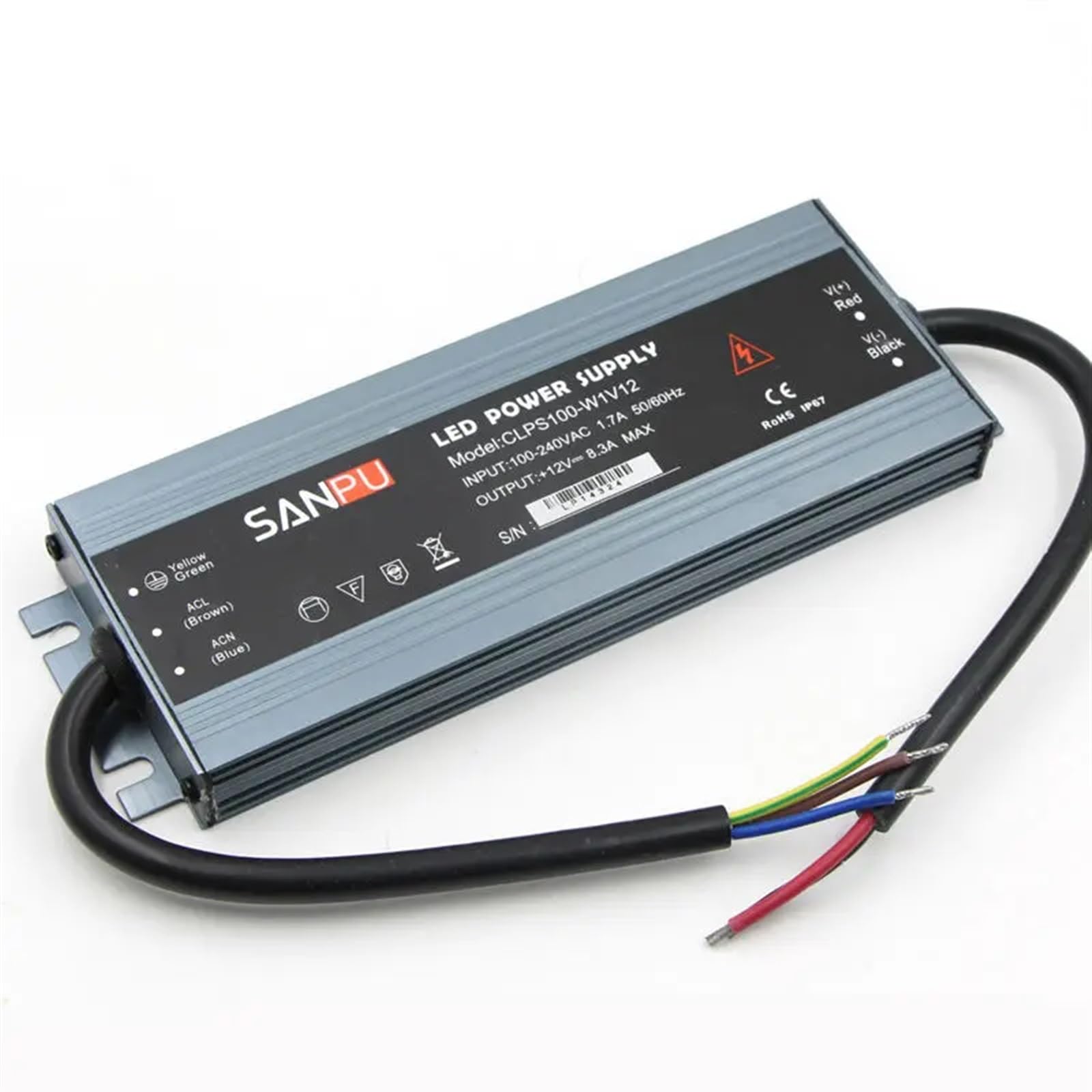 Alimentatore LED IP67 impermeabile Alimentatore LED ultra sottile Slim AC110V da 220 V a 24 V 12 V for strisce LED Insegne pubblicitarie Luce(100W,DC12V)
