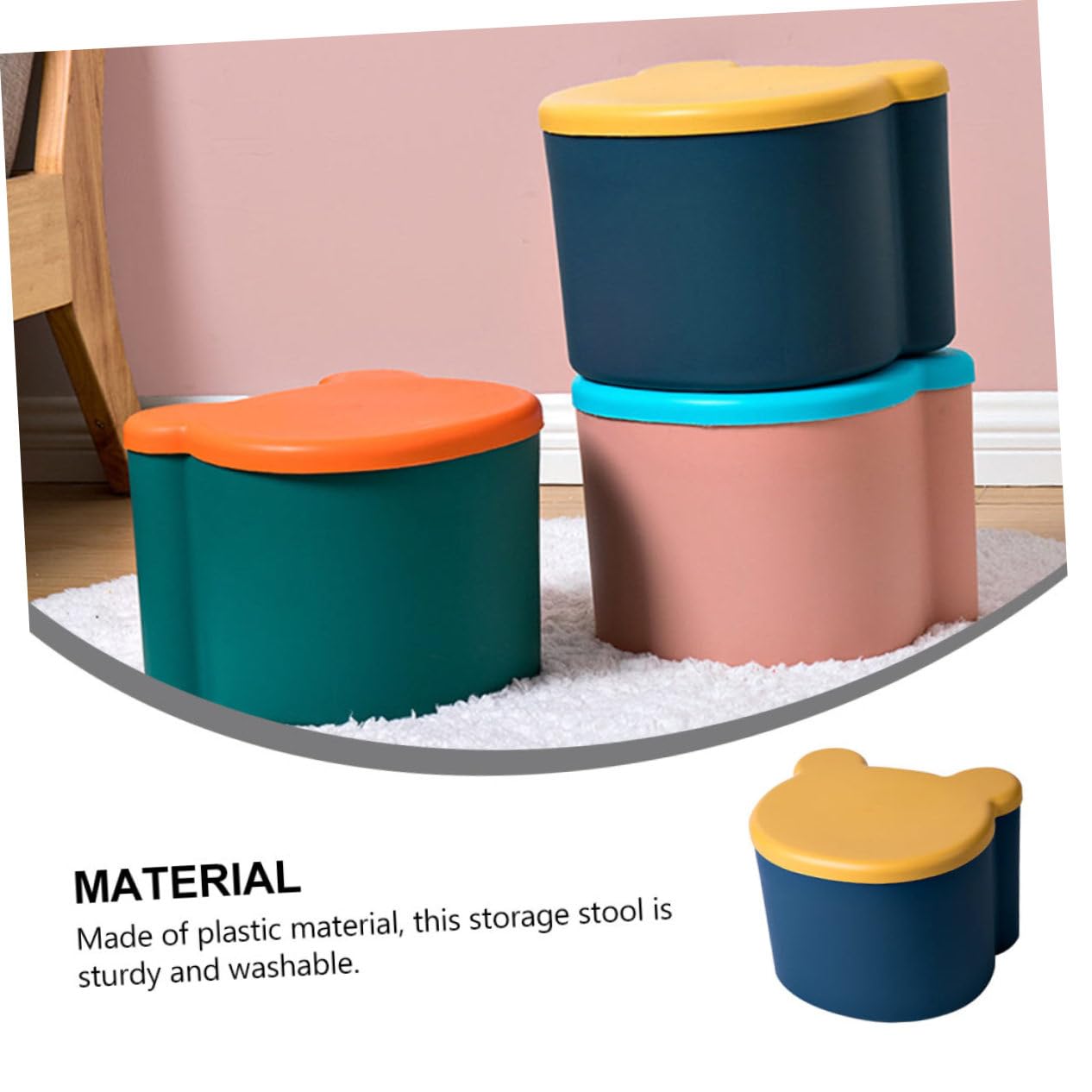 YARNOW 1 Pieza Caja de Almacenamiento Infantil Forma de Caricatura de Almacenamiento Adorable para Juguetes Cubo de Almacenaje Color Azul para Organización de Habitaciones