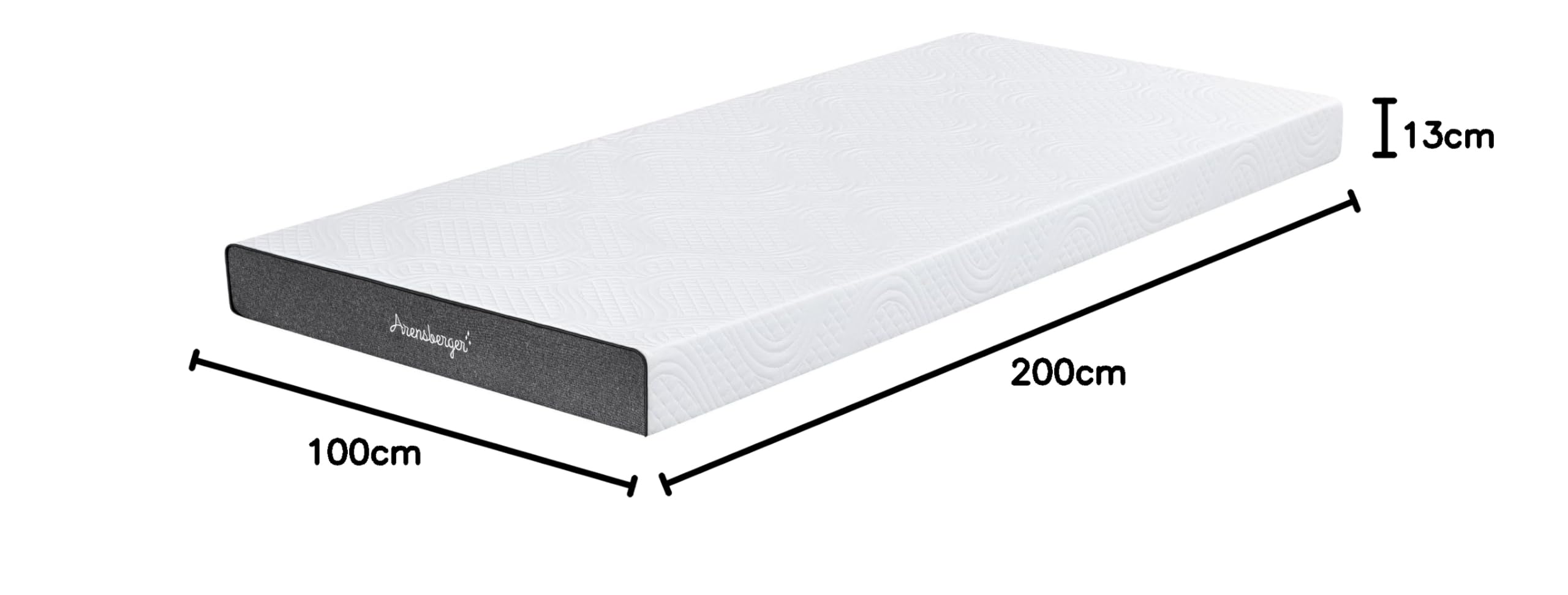 Arensberger Kindermatratze Jugendmatratze, 100x200cm 13cm hoch, Alter 5 bis 16 Jahre, Bezug | punktelastischer Gelschaum | waschbarer & Abnehmbarer Premium Bezug Allergiker freundlich