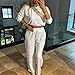 Futsuak Women’S Casual Shiny Vertical Stripe Top & Pants 2-Piece Set Fashion Round Neck Long Sleeve Paired Wide-Leg Pants Set (White, 3XL)