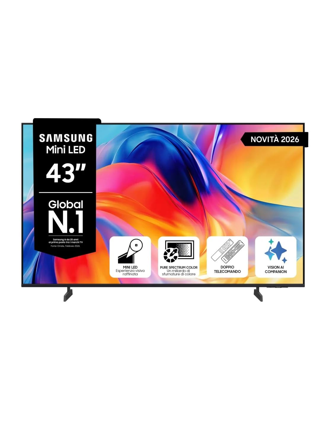 Samsung UE43M70HAUXZT - Smart TV 43 Pollici 4K 3840 x 2160 LED DVB-T2 Wifi Nero Classe Energetica F