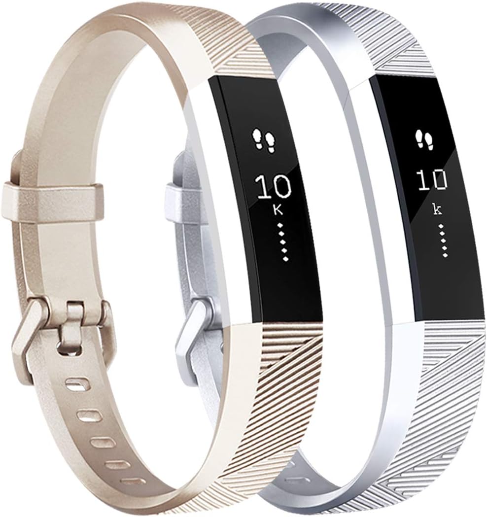 Tobfit Pack 2 Sport Bands Compatible with Fitbit Alta Bands/Alta HR/Ace, Soft TPU Replacement Wristbands with Metal Secure Buckle for Women Men
