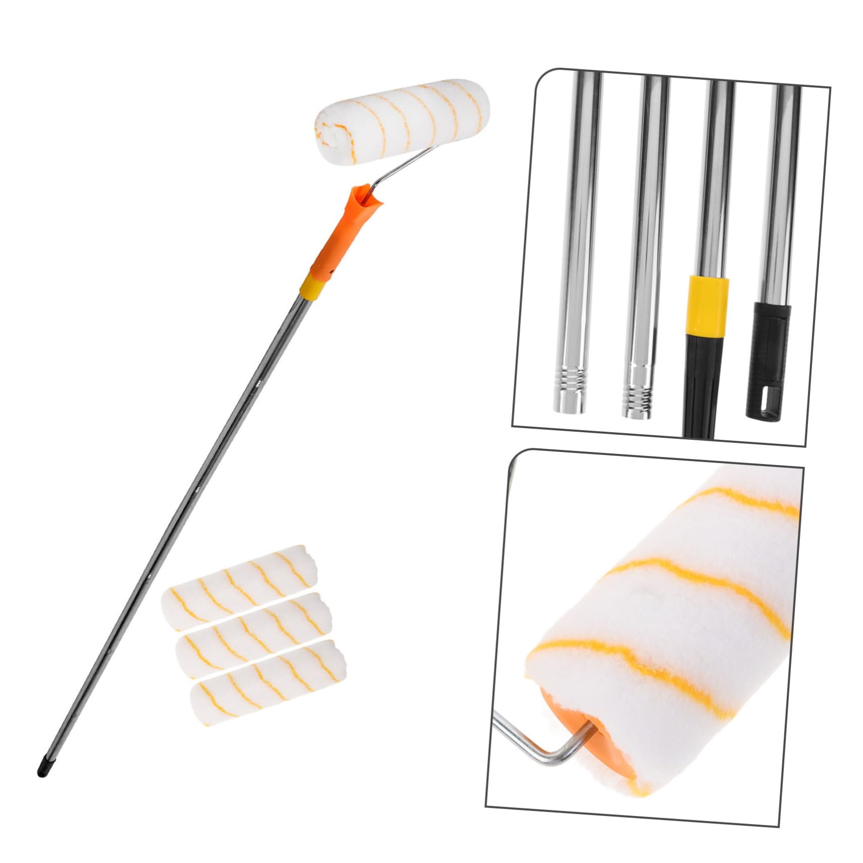 Holibanna 1 Set forniture per la pittura della casa asta estensibile Forniture per pittura di vernice a parete schiuma manicotti per di vernice pennello per pittura murale Yellow