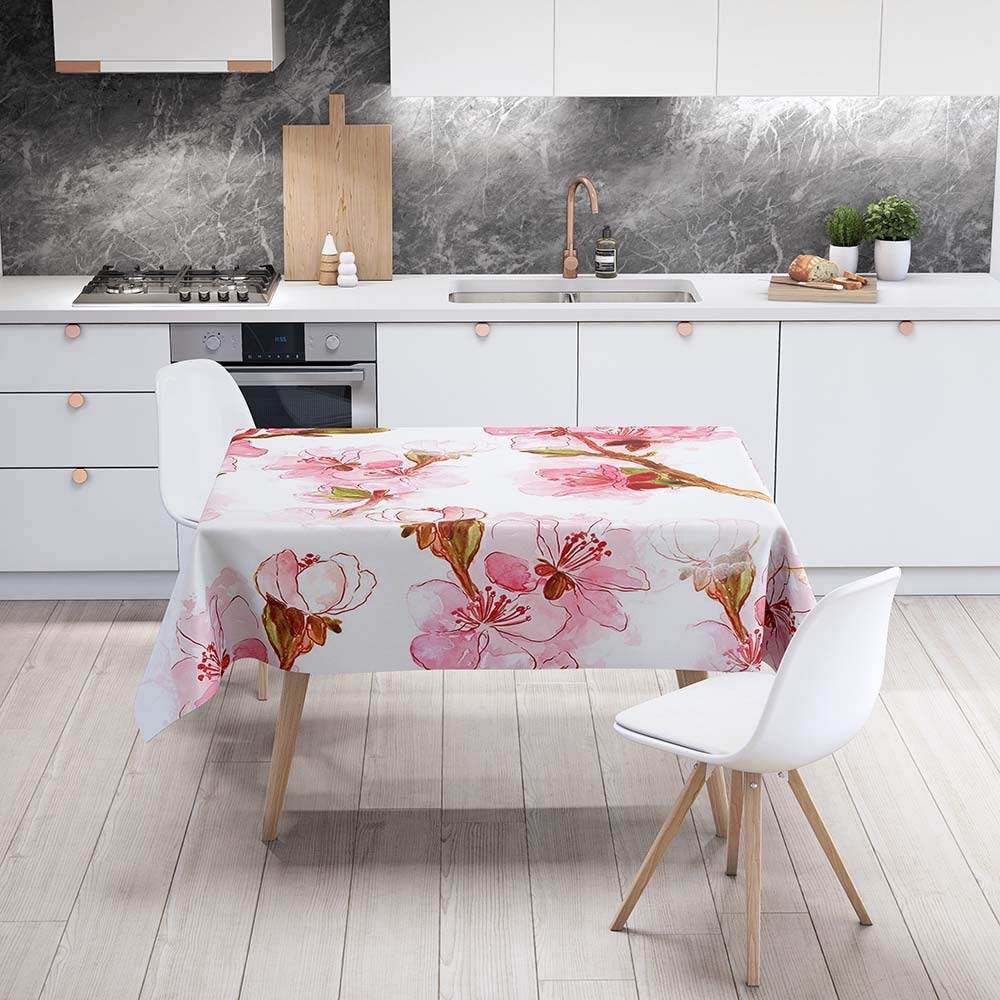 Fansu Rectangulaire Nappe De Table Belles Fleurs Style, Anti Tache Imperméable Résistant Lavable Pour Salle à Manger/Jardin/Extérieur Intérieur (Plantes Vertes,140x180cm