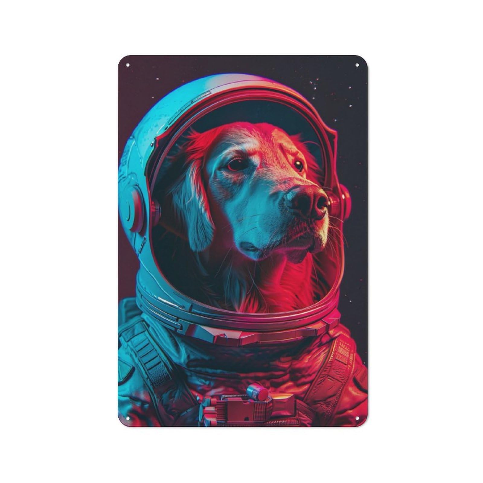 Junmoney Dog Astronaut Vintage-Inspired Tin Sign 30X20cm For Café Or Restaurant, For Cooler-Month Interiors With Vintage Character