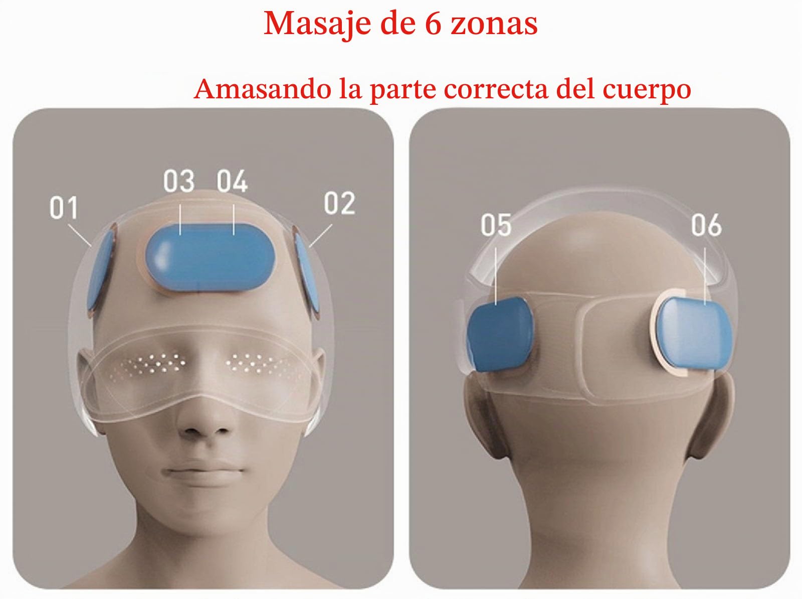 Masajeador eléctrico de Cabeza con 6 Bolsas de Aire y 3 Modos de Calor, Recargable, for migrañas, for Hombres y Mujeres.