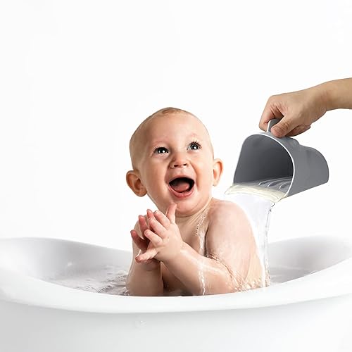 Miniatura 5 de Rezlli Taza de enjuague de baño para bebé, taza de baño para bebé, enjuague de champú para el cabello para niños pequeños (gris)