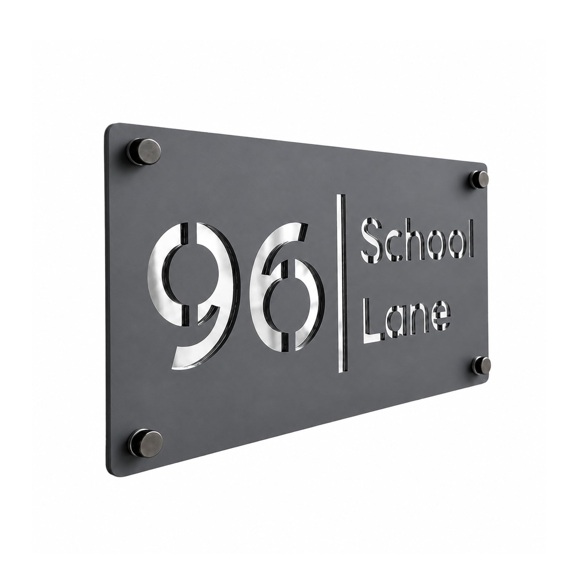 Housics 3D Acrylic House Number Sign, Mirror Door Plaque, Silver, 200x130mm