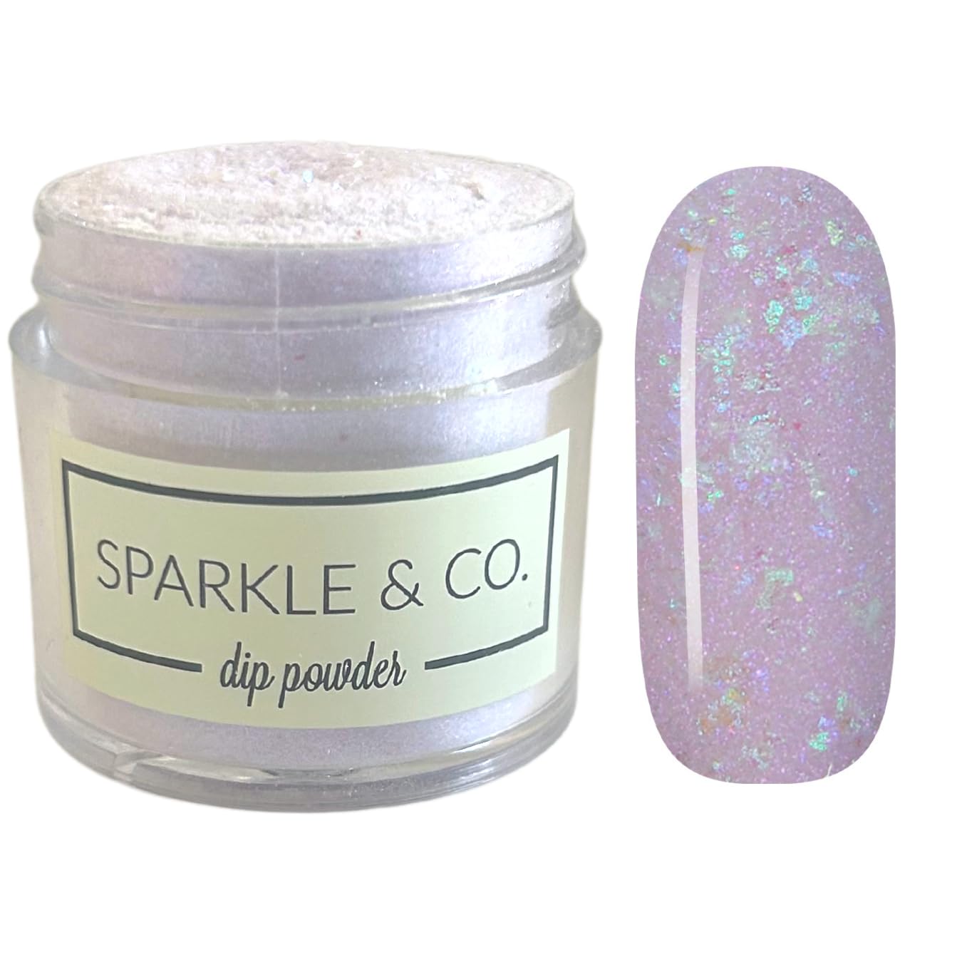 Sparkle & Co. Dip Powders – Secret Menu: Lavender Seaglass (Lavender with Opal Flakes) 1 Ounce Dipping Powder Jar For Manicure DIY Spring Shade, No Lamp Needed