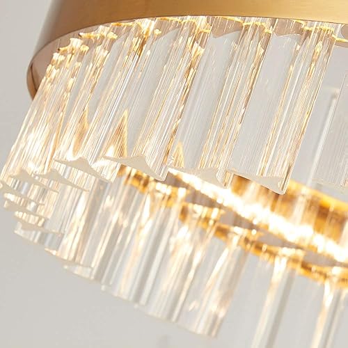 Miniatura 7 de Pendant Lamp Three-Color Dimming LED Lamp with Round Crystal Chandelier Dining Room Living Room Lighting Hotel Decoration Lighting Adjustable