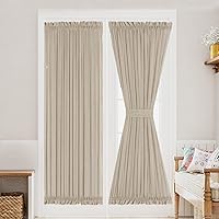 Vista 10 de Turquoize Elegantes cortinas de lino para puerta francesa, paneles de cortina de filtrado de luz, panel de lino con bolsillo para barra, panel