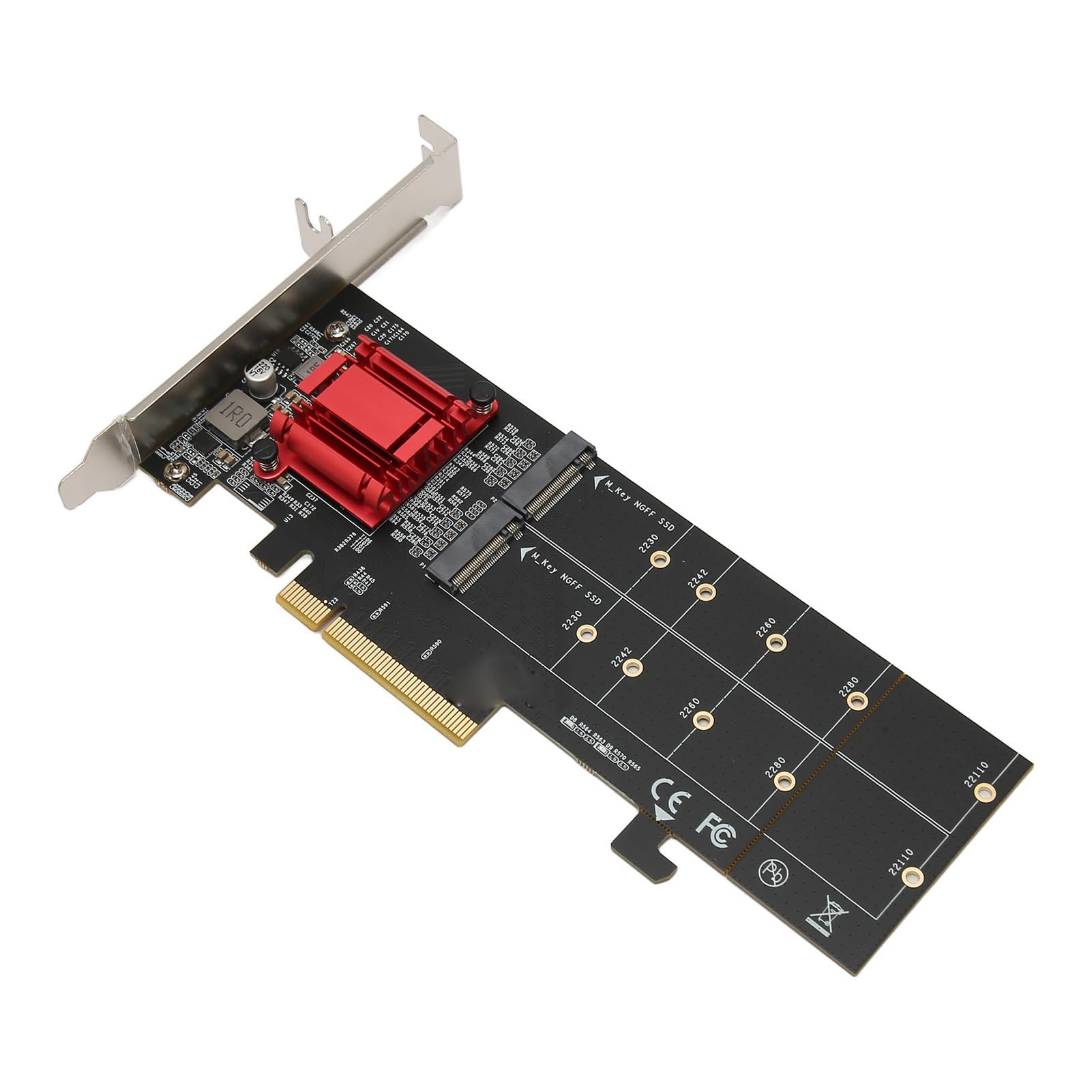Tarjeta Adaptadora Dual M.2 Pcie Nvme, M.2 Nvme NGFF SSD a Tarjeta PCI e 3.1 Gen3 X8 X16, Chip ASM1812 con Funcionalidad de Horquilla Pcie, Compatible con Todas Las Unidades de Estado Sólido