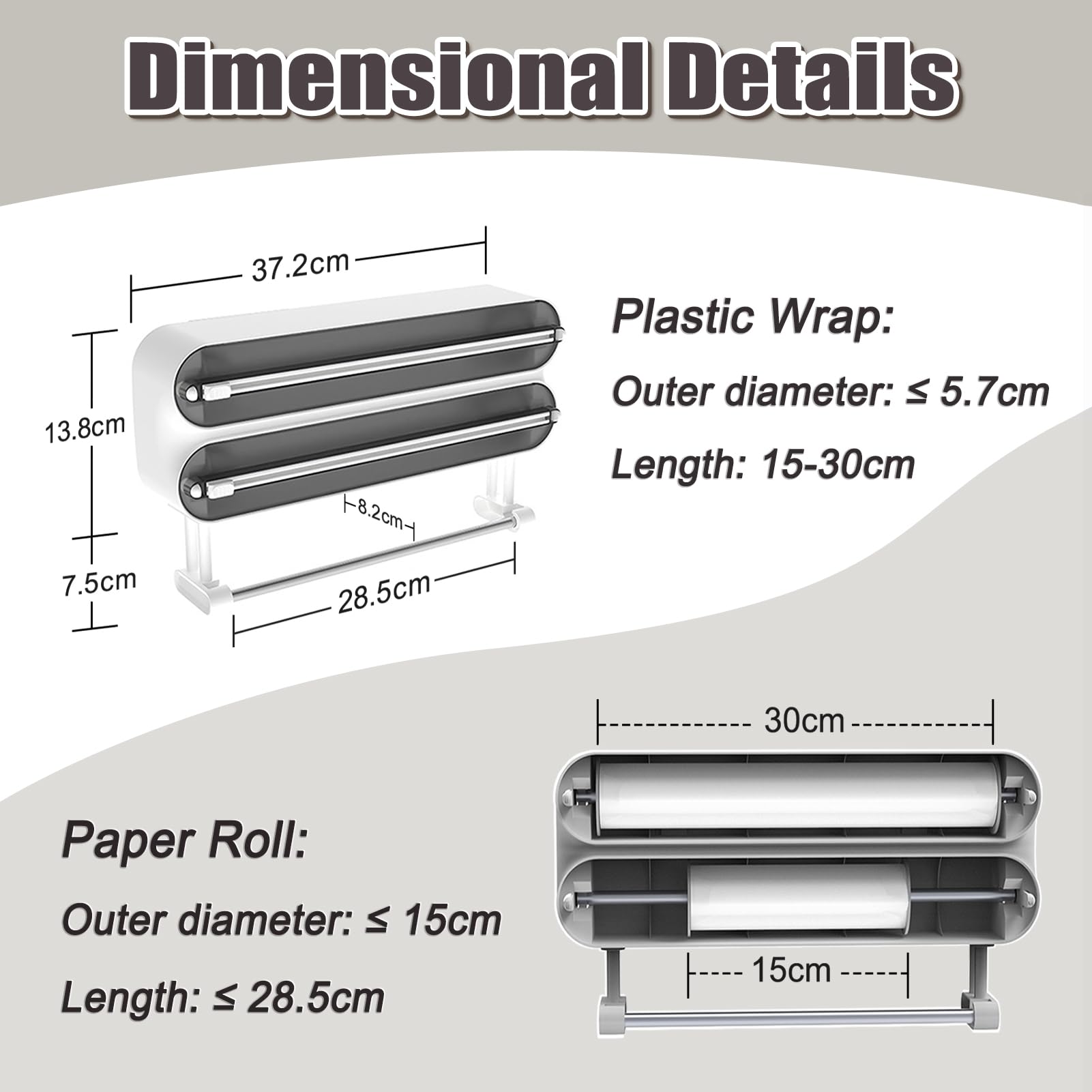 3-in-1 Frischhaltefolien Spender Magnetisch - Mit Schneider & Küchenrollenhalter
