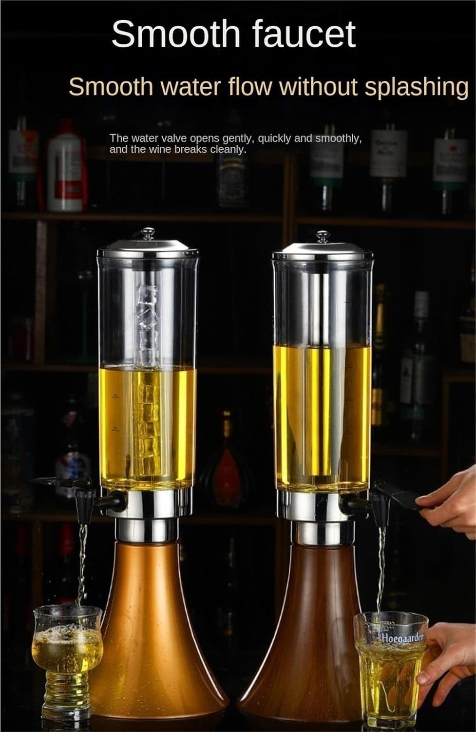 Dispensador de Cerveza de Grifo para Fiestas, 3L/100oz, Jarra eléctrica dispensadora de Bebidas de Mesa, Recipiente para Agua y cócteles, Oro, 22x61cm