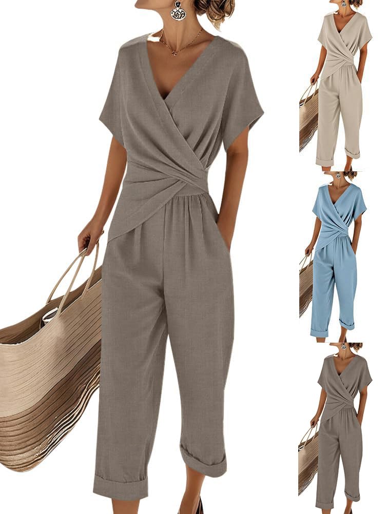 shownicer Damen Zweiteiler Outfits Elegant Sommer 2 Teiler Kurzarm Top Und Hose Freizeitanzug Casual Zweiteiler