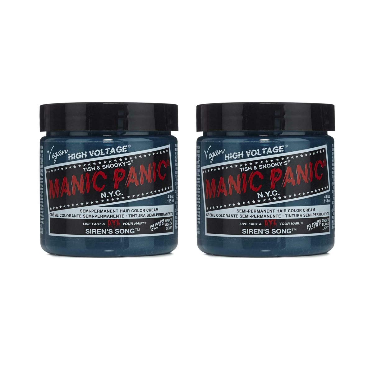 Tinte semipermanente para el cabello Manic Panic Siren's Song Classic Creme, vegano y sin crueldad animal, verde, 2 x 118 ml