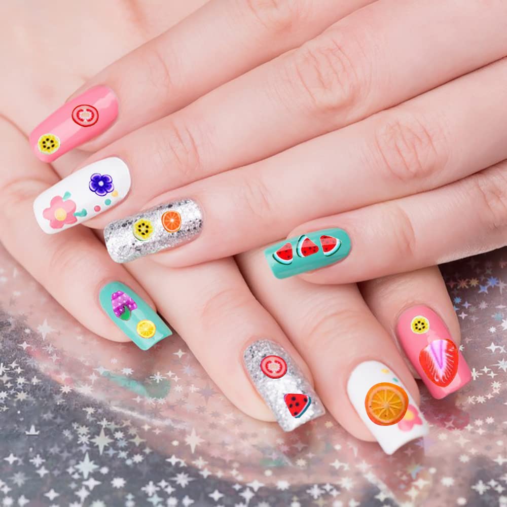 36 cajas de rebanadas de manicura de frutas, lyfLux 36 estilos de barra de uñas DIY, cerámica blanda 3D, producción de resina, brillo de labios y decoraciones (fruta, animal, dibujos animados)