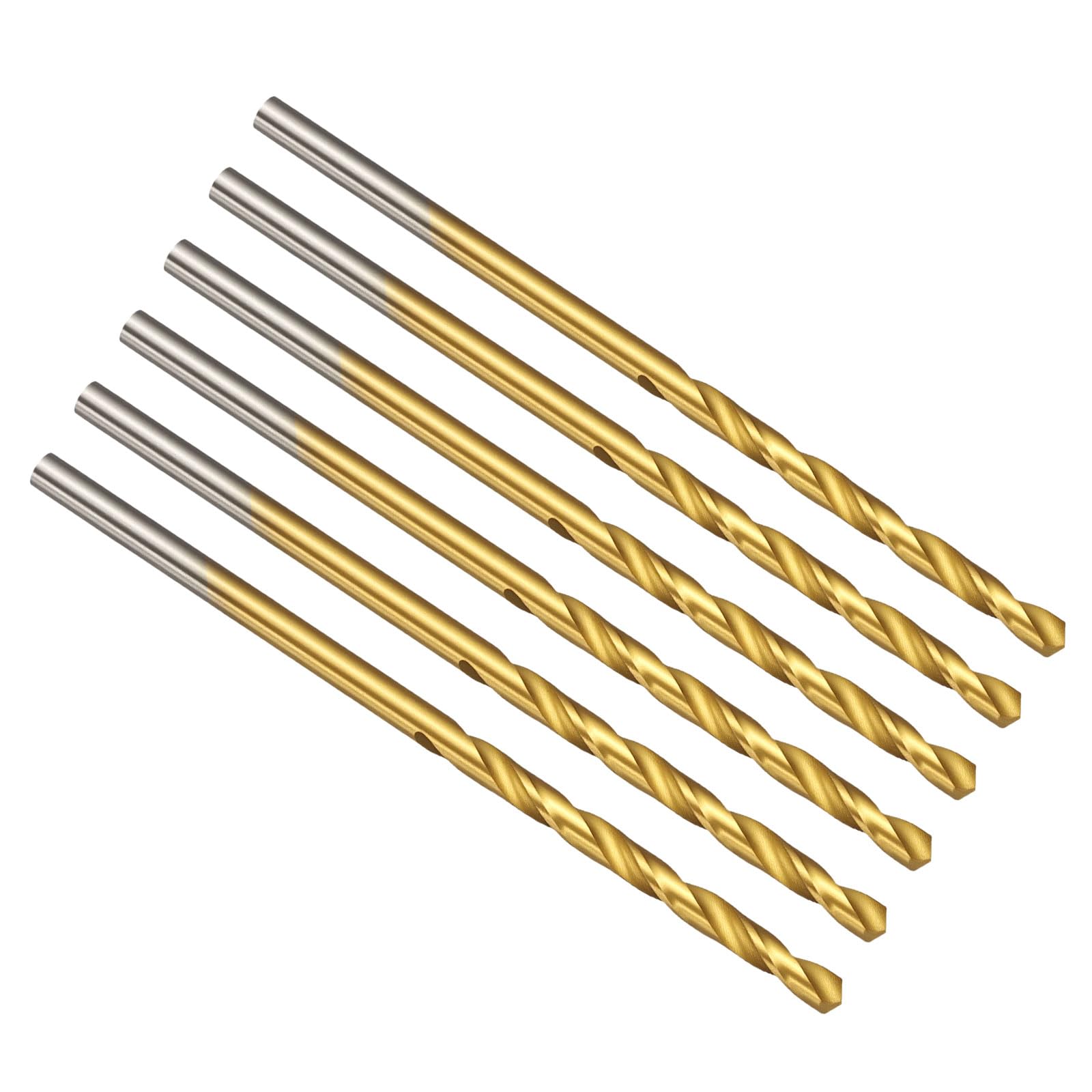 PATIKIL #42 Drill Bit, M42 8% Cobalt High-Speed Steel Jobber Straight Shank 135° Titanium Nitride (TiN) Coated for Hard Metal Stainless Steel - 6 Pack — image 1