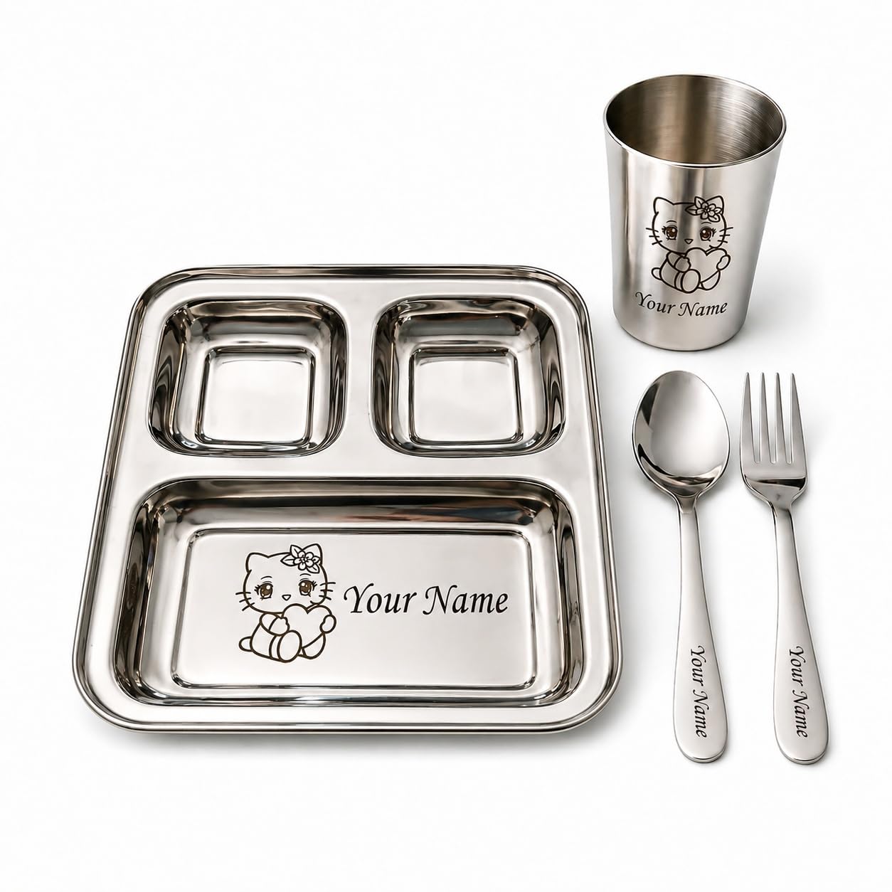 Savri Personalized Stainless Steel Mealtime Printed Dish - Customized Gift for Kids, Boy, Baby Girl - Name and Favorite Character Engraved - Ideal for Birthday, Return Gifting-image-40