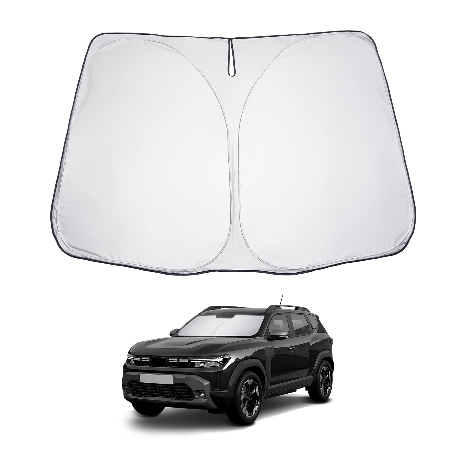 Housse Pare-brise Hiver Pour Dacia Duster 3 (2024-2025) - Protection Anti-gel, Neige, Avec Aimants - Feuille Aluminium + Coton - Avec Housse Rétroviseur