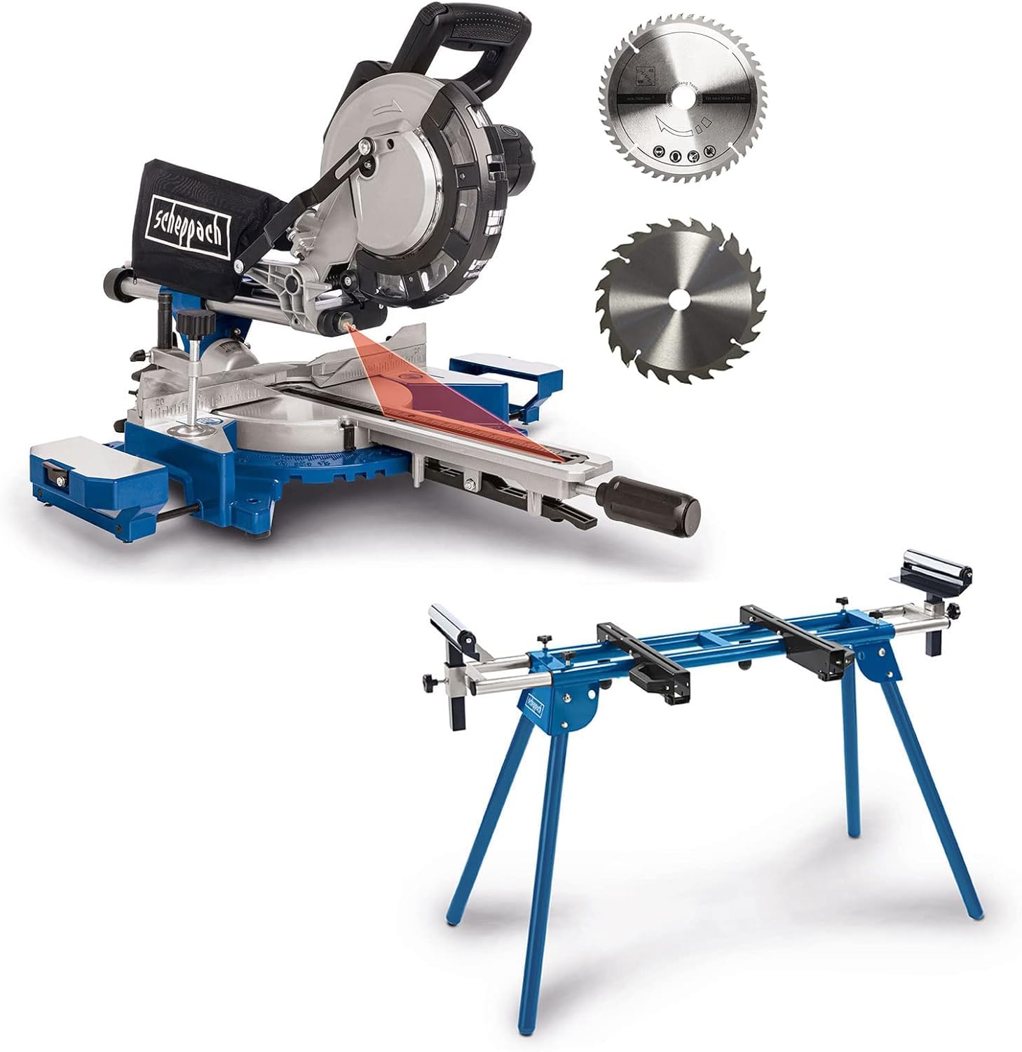 Scheppach Scie à onglets HM216 + support UMF1550 - Ø 216mm - 2000W