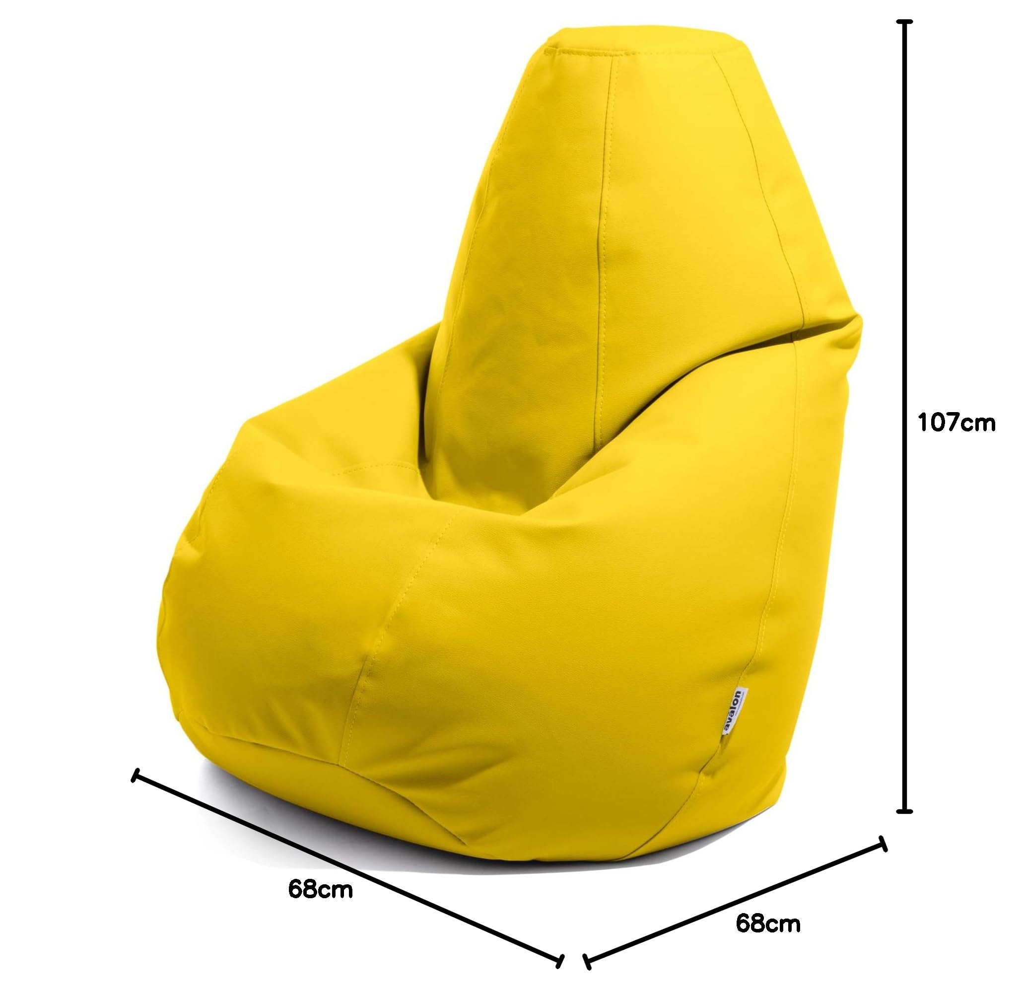 Avalon - Puff Poltrona Sacco Medium Jazz in Ecopelle Deluxe, Pouf Sacco di Qualità Sartoriale, Bean Bag per Sedersi Ergonomico, Pouf a Sacco Impermeabile, Made in Italy(68x107cm-Giallo Limone)